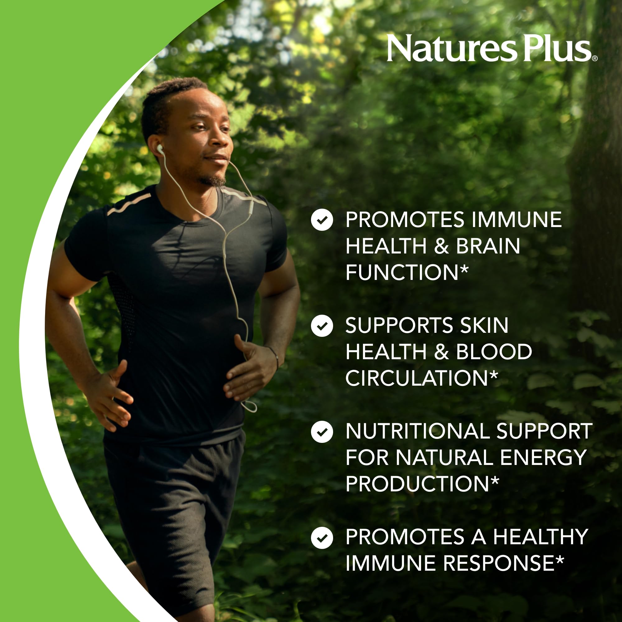 NaturesPlus Niacinamide 1000 mg tablets close-up reveals vegetarian, gluten-free formulation.