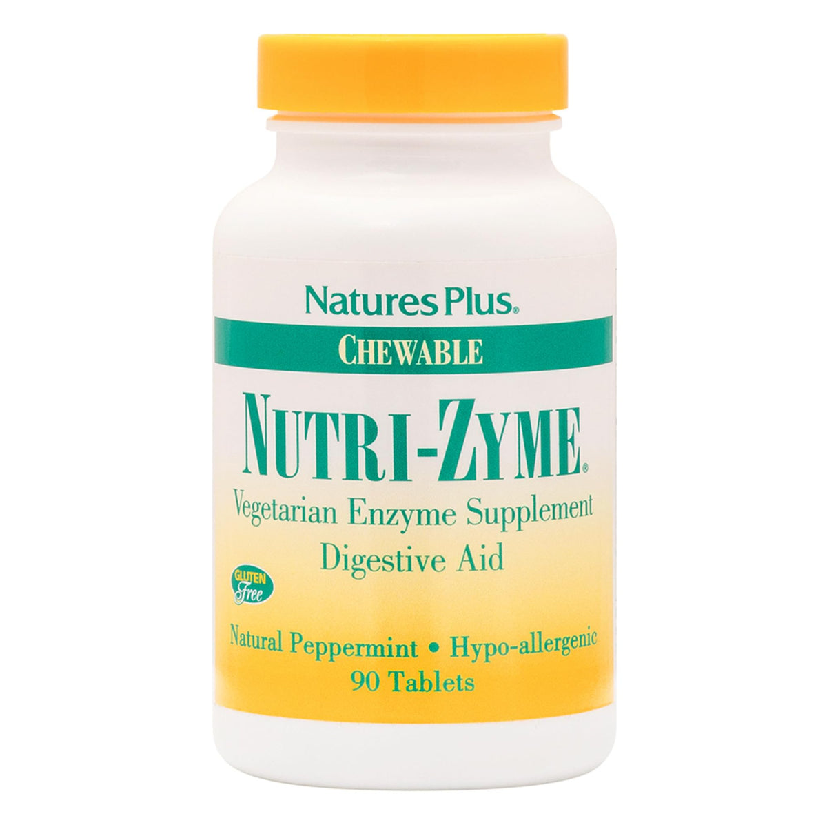 Nature's Plus Nutri-Zyme chewable tablets in peppermint flavor for digestive support