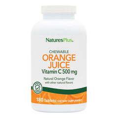 NaturesPlus Orange Juice Vitamin C chewable tablets offer daily immune support.