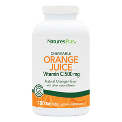 NaturesPlus Orange Juice Vitamin C chewable tablet bottle close-up for daily immune support