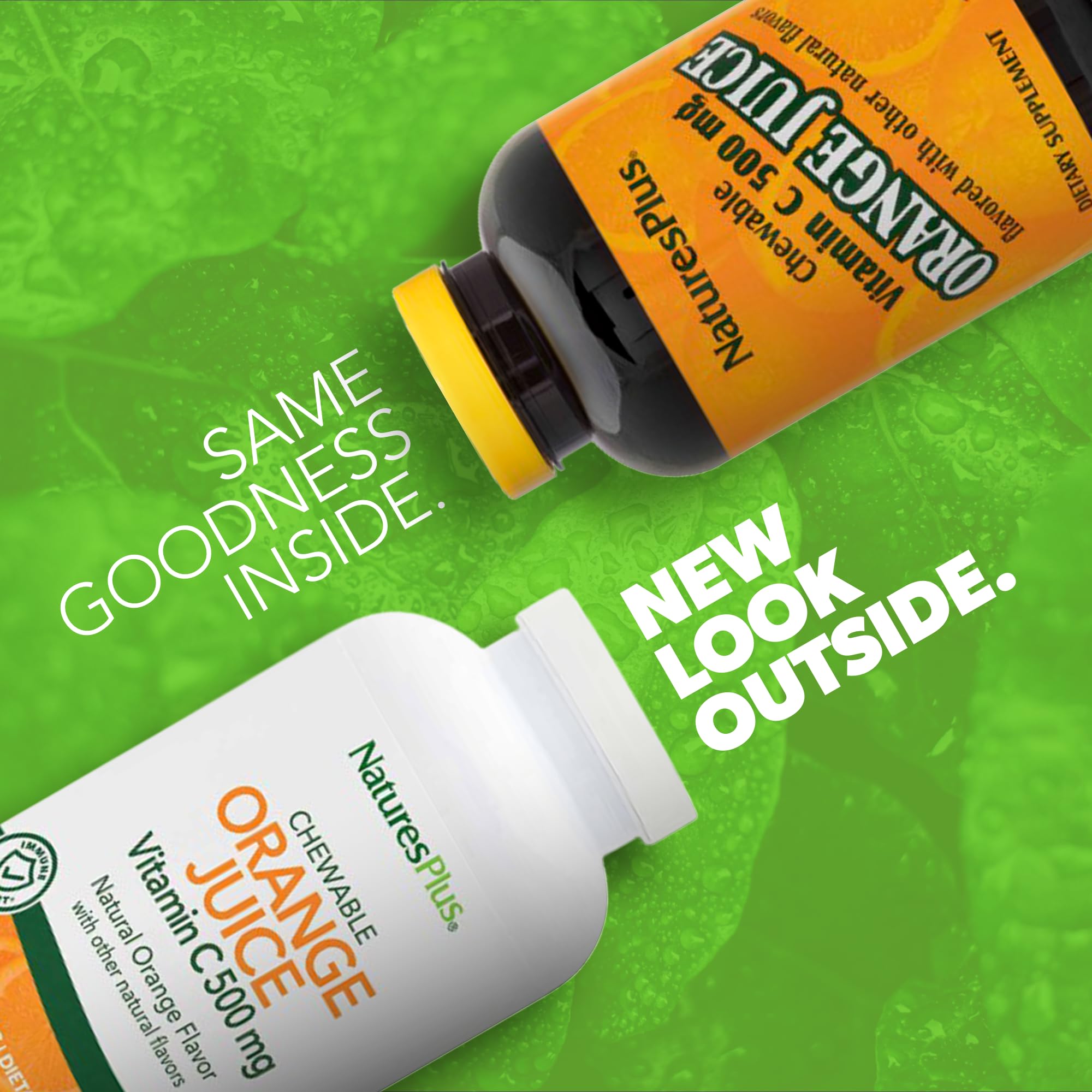NaturesPlus Orange Juice Vitamin C packaging view with vegan gluten-free labeling