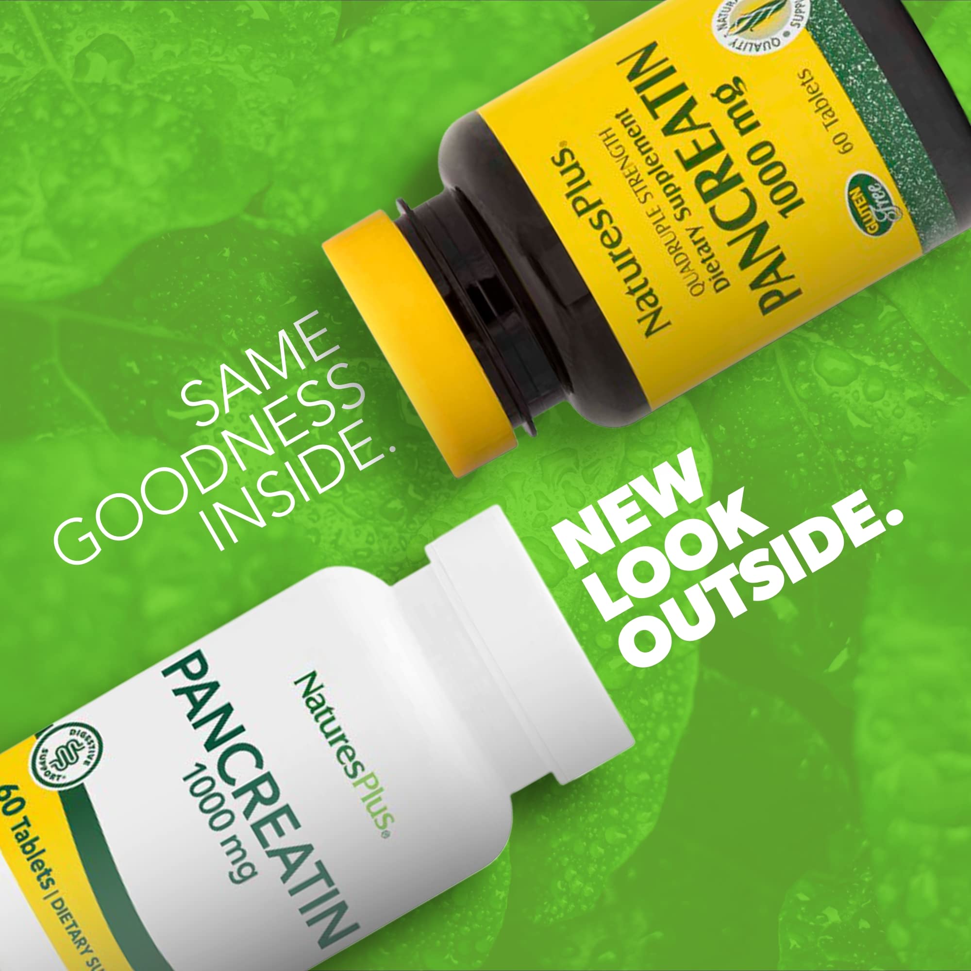 NaturesPlus Pancreatin coated tablets demonstrate intestinal-release delivery for better nutrient processing.