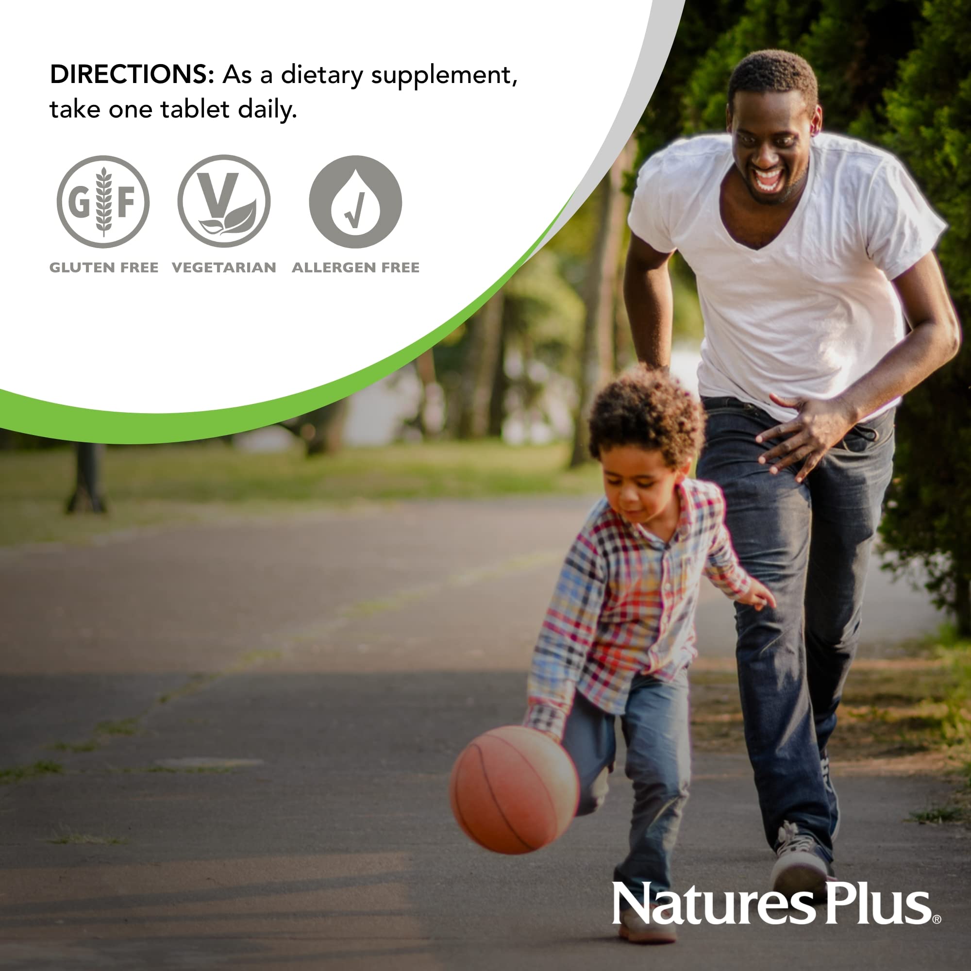 NaturesPlus label panel highlights quality manufacturing.
