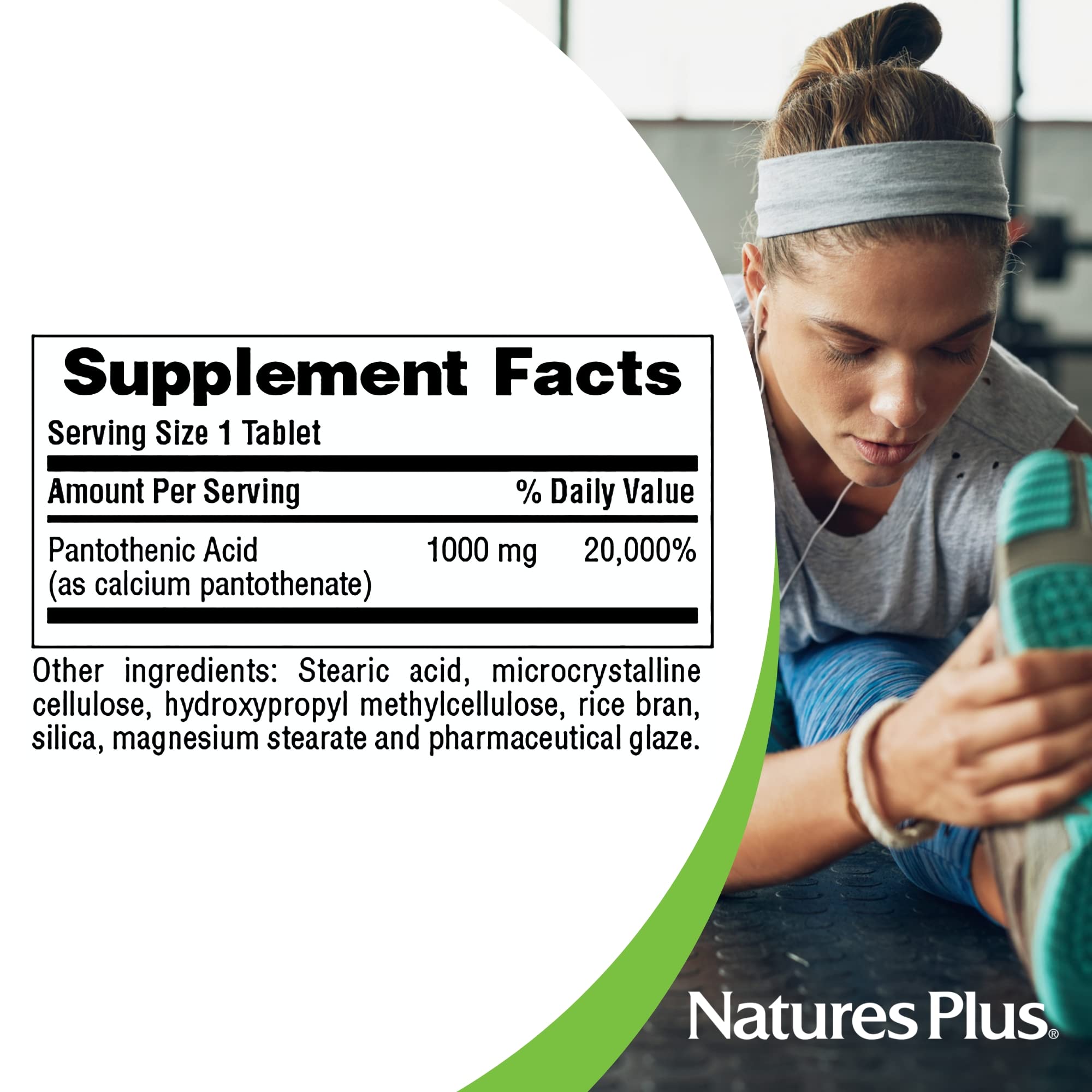 NaturesPlus bottle beside measuring scoop, suggesting simple daily supplementation.