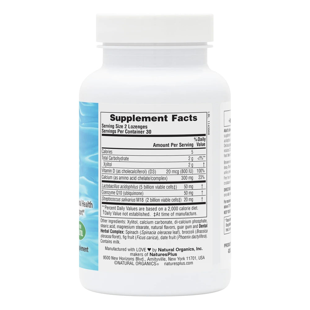 NaturesPlus peppermint flavored lozenges pack shown for fresh breath