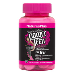 NaturesPlus Power Teen for Her bottle with wild berry flavor for daily energy