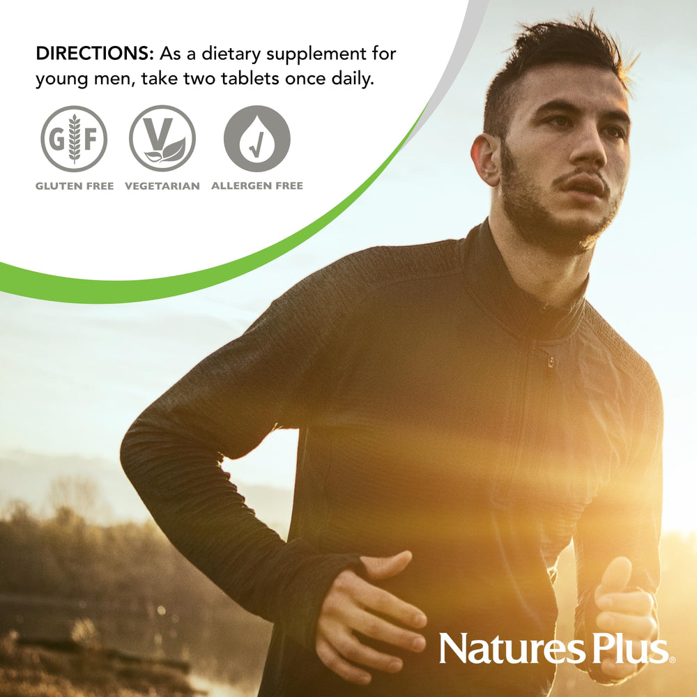 Product packaging image for NaturesPlus Power Teen for Him signaling quality manufacturing.