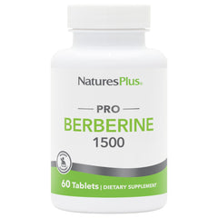 NaturesPlus PRO Berberine 1500 mg bottle highlighting metabolism support.