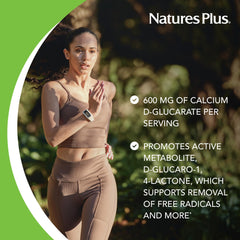 NaturesPlus PRO Calcium D-Glucarate label shows ingredients and dosage.