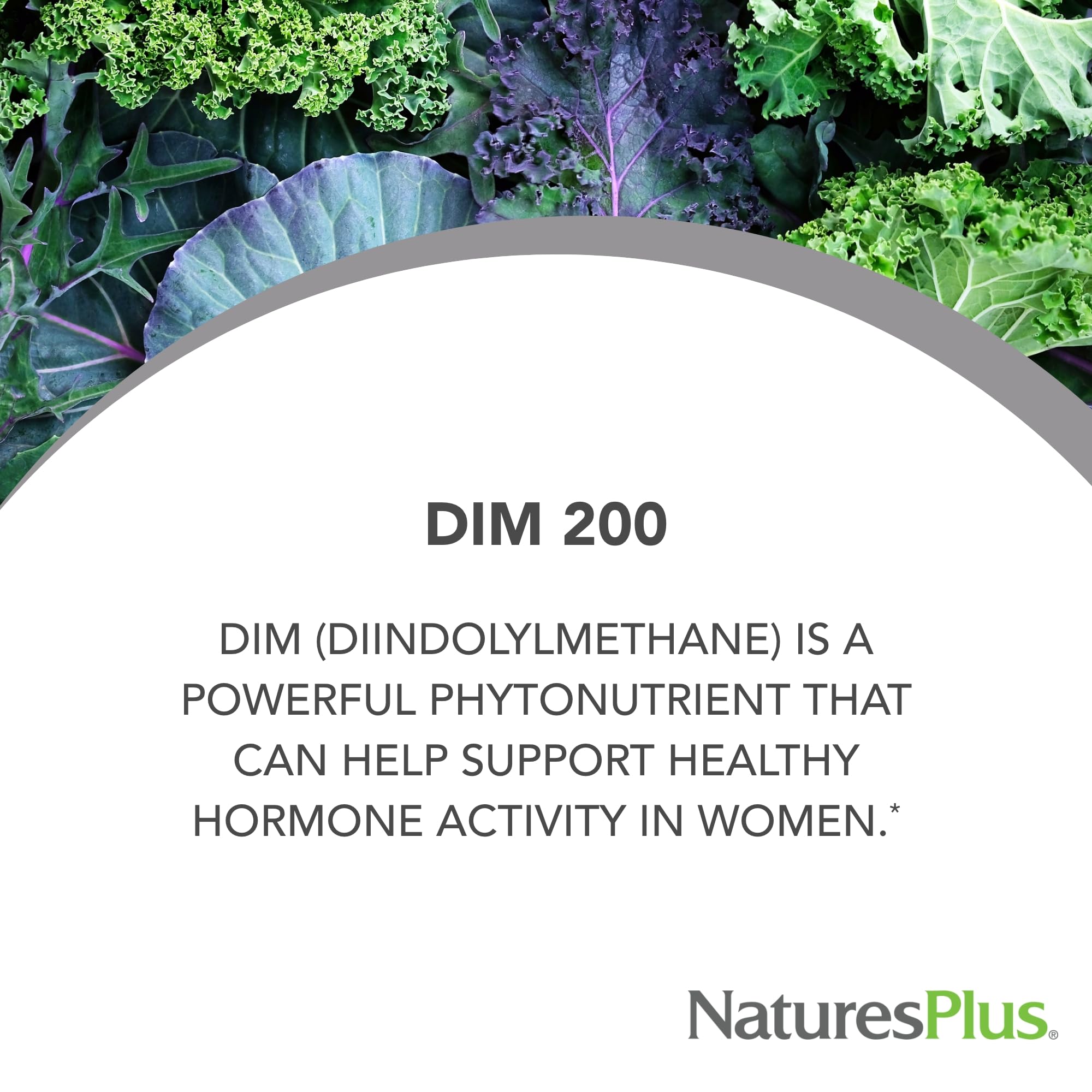 NaturesPlus PRO DIM 200 mg capsules, easy to swallow vegan servings.