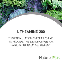 NaturesPlus PRO L-Theanine capsules close-up highlight vegan, non-GMO formula