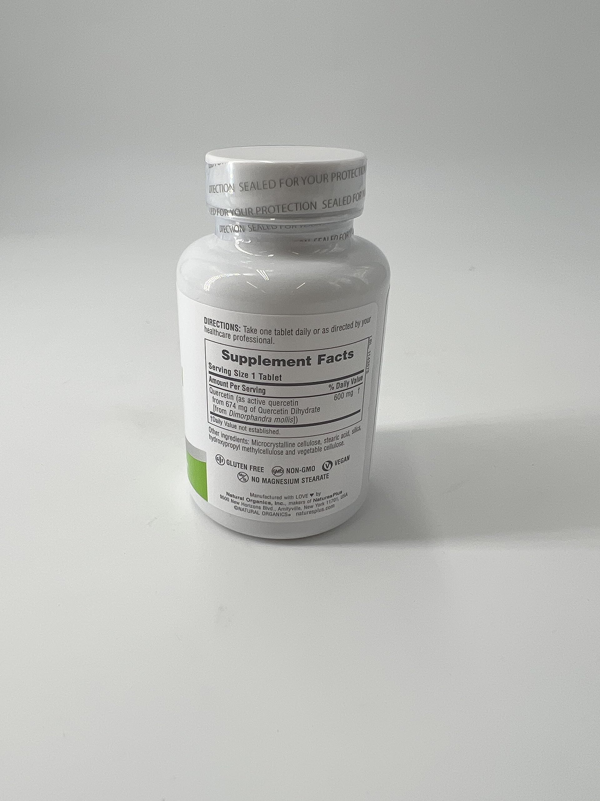 NaturesPlus PRO Quercetin 600 mg foil seal image indicating product integrity