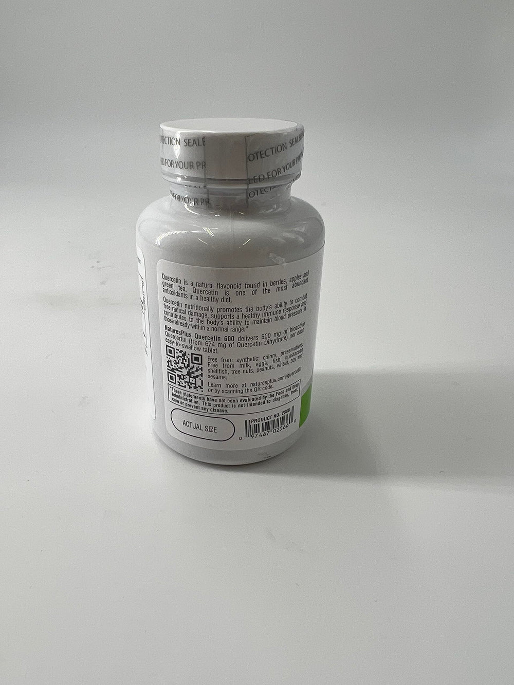 NaturesPlus PRO Quercetin 600 mg vegan symbol on packaging