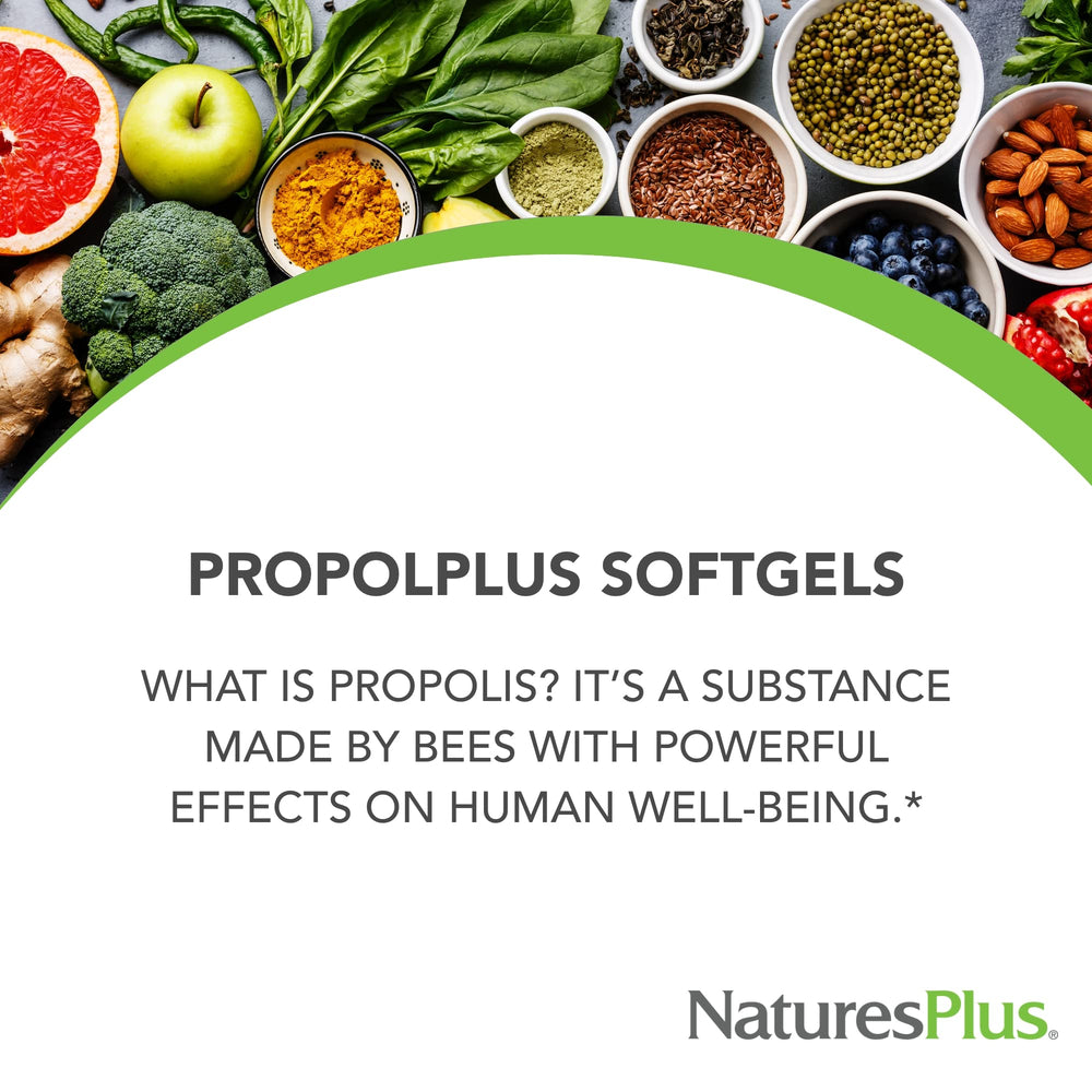 Softgels pouring from bottle illustrate easy-to-swallow format