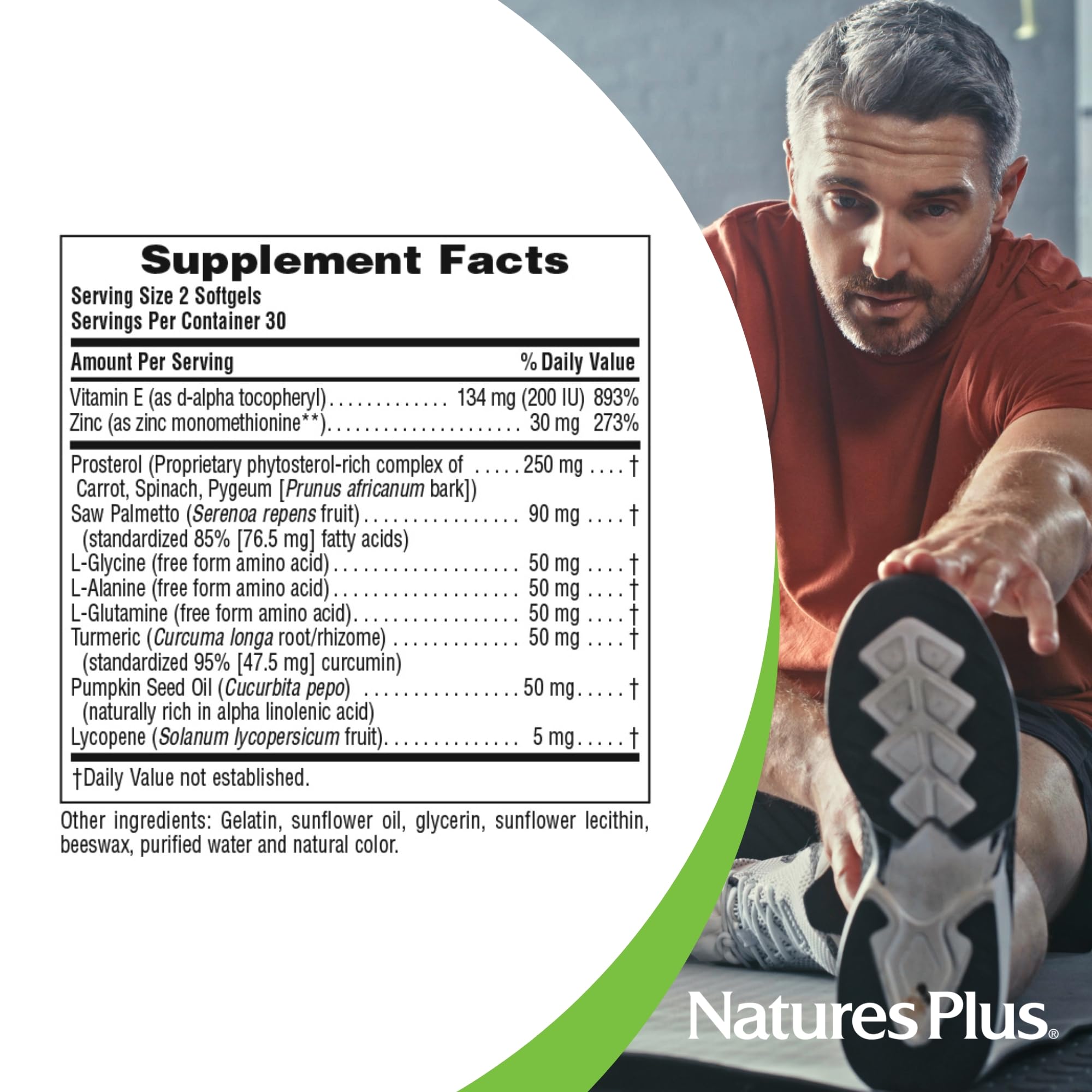 NaturesPlus ProstActin ingredient scene with saw palmetto and turmeric.