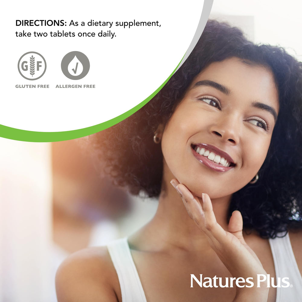 Nature's Plus quality manufacturing image notes cGMP, FDA, and NSF registered facilities.