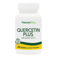 NaturesPlus Quercetin Plus bottle label with gluten-free assurance for daily use.