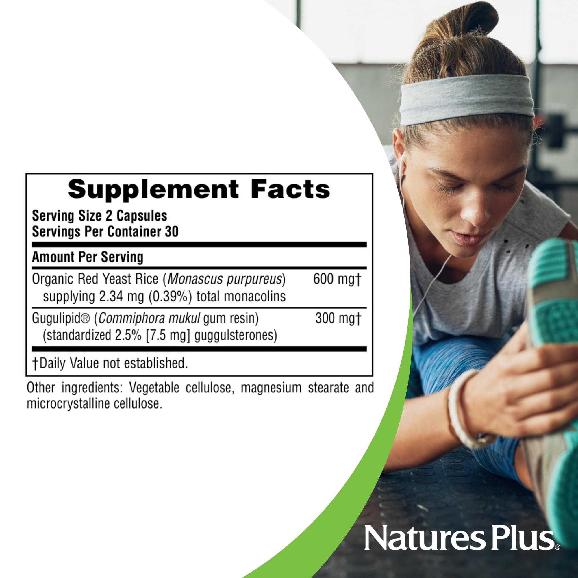NaturesPlus ingredients panel highlights vegan and non-GMO formulation