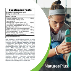 NaturesPlus Resveratrol extended-release tablets arranged for daily vegetarian regimen