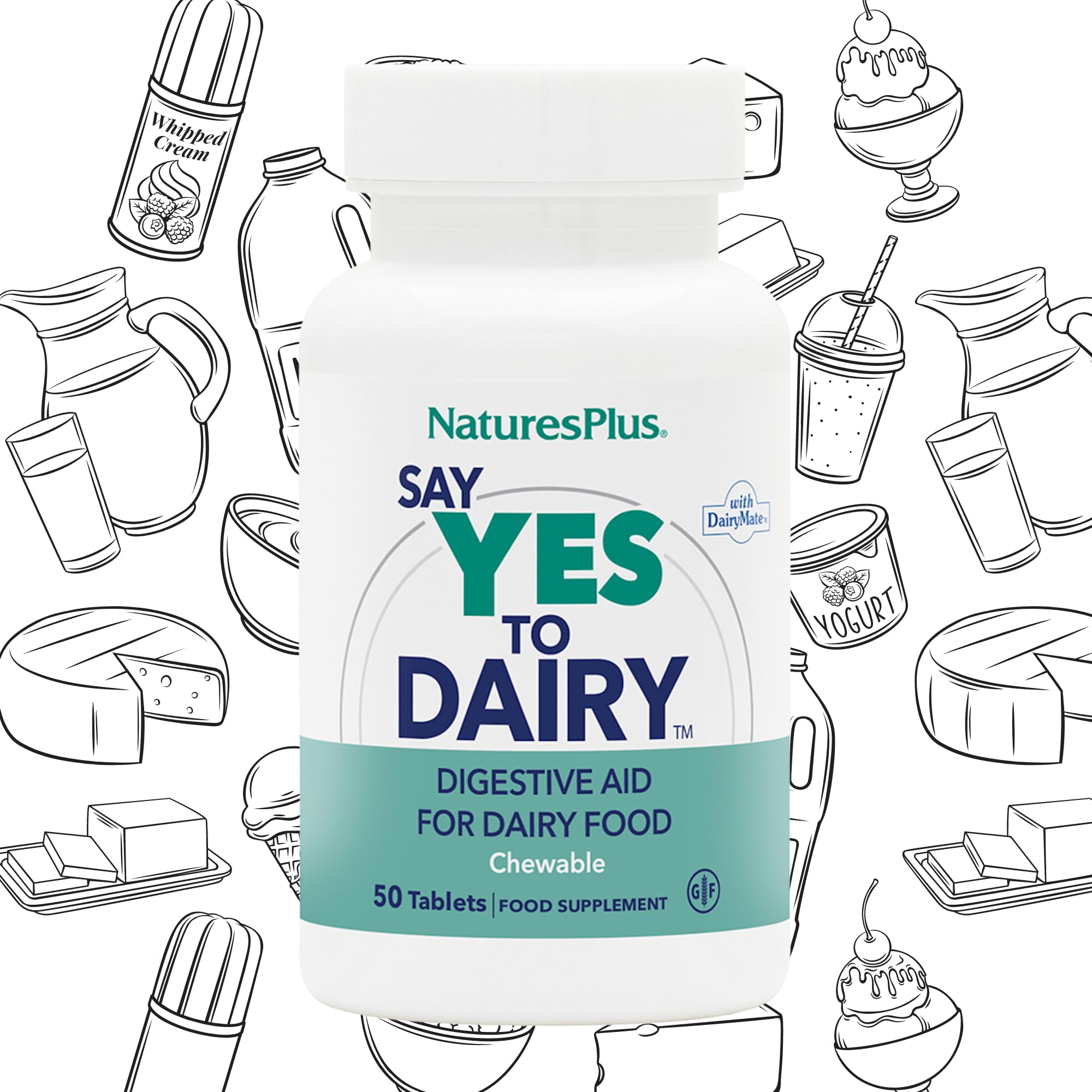 NaturesPlus Say Yes to Dairy French vanilla tablets for easy dairy digestion