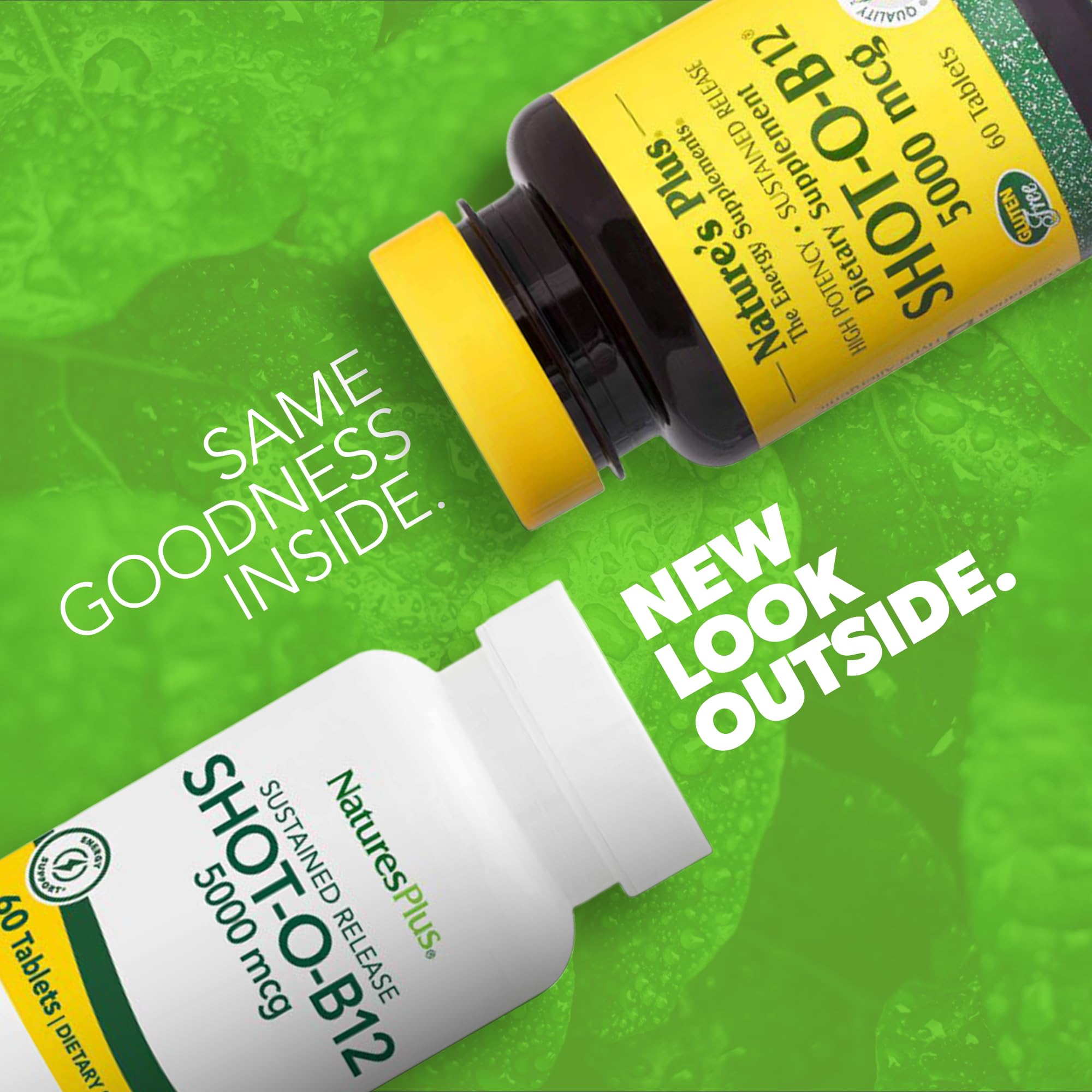 NaturesPlus Shot-O-B12 5000 mcg energy and mood support for daily wellness.