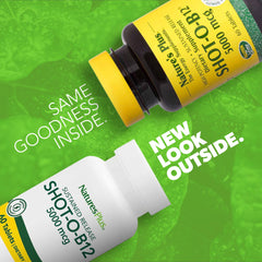 NaturesPlus Shot-O-B12 5000 mcg energy and mood support for daily wellness.