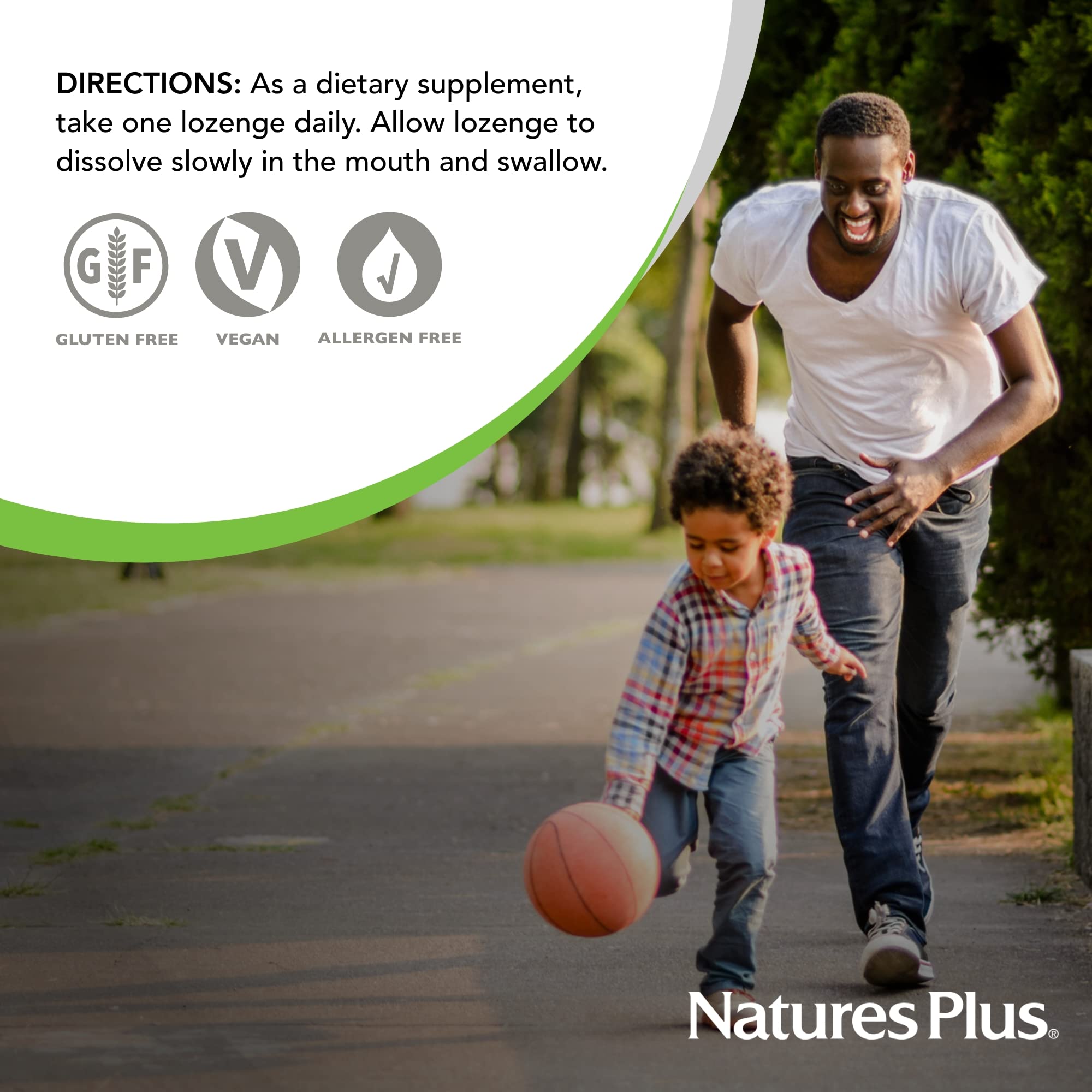 NaturesPlus Shot-O-B12 lozenge in hand for daily use