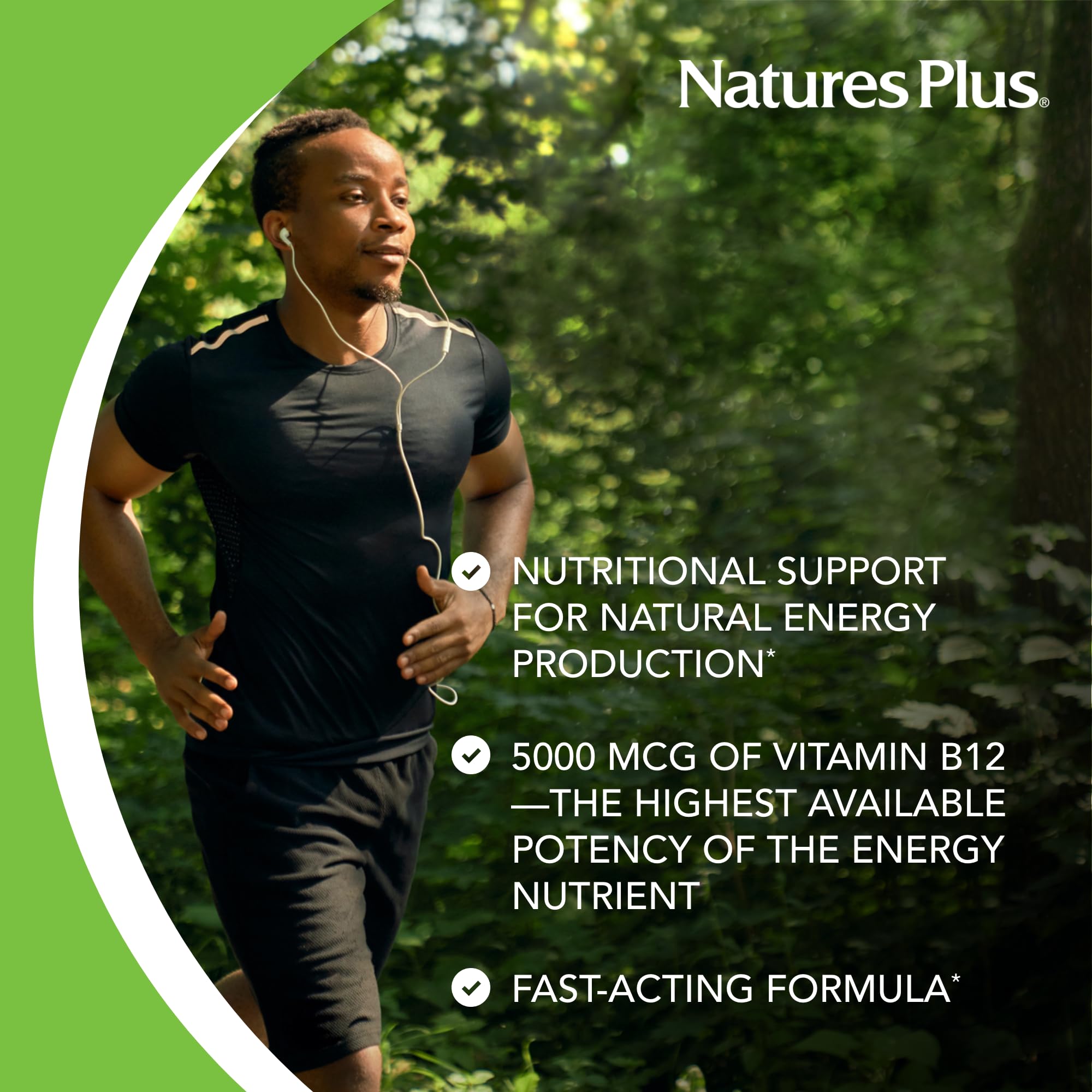 NaturesPlus Shot-O-B12 softgels closeup emphasizes convenient daily supplementation