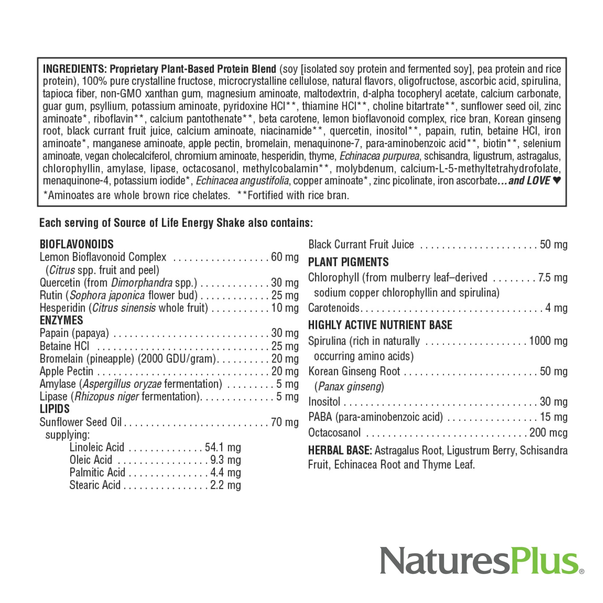 Label close-up emphasizing NaturesPlus non-GMO, gluten-free, vegetarian features