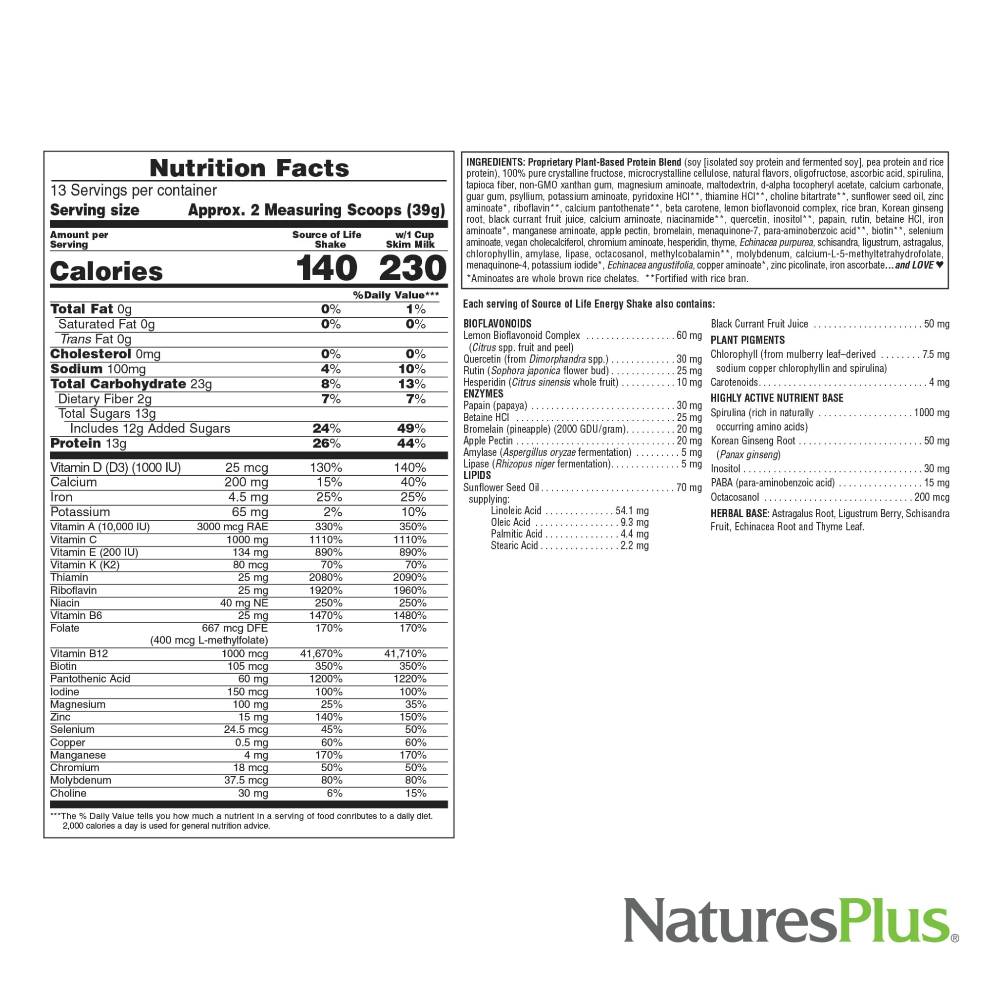 Nutrition facts highlight non-GMO, vegetarian, gluten-free qualities.