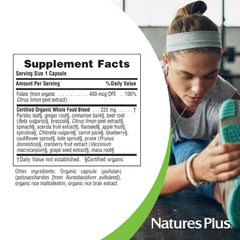 USDA Organic certification seal on NaturesPlus Folate packaging signals quality.