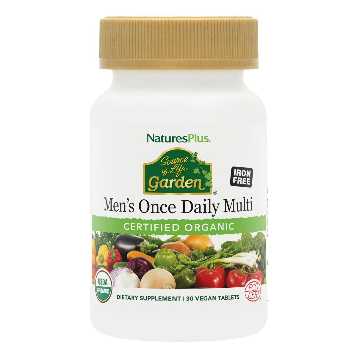 Nature's Plus Source of Life Garden packaging highlighting organic vegan daily nutrition