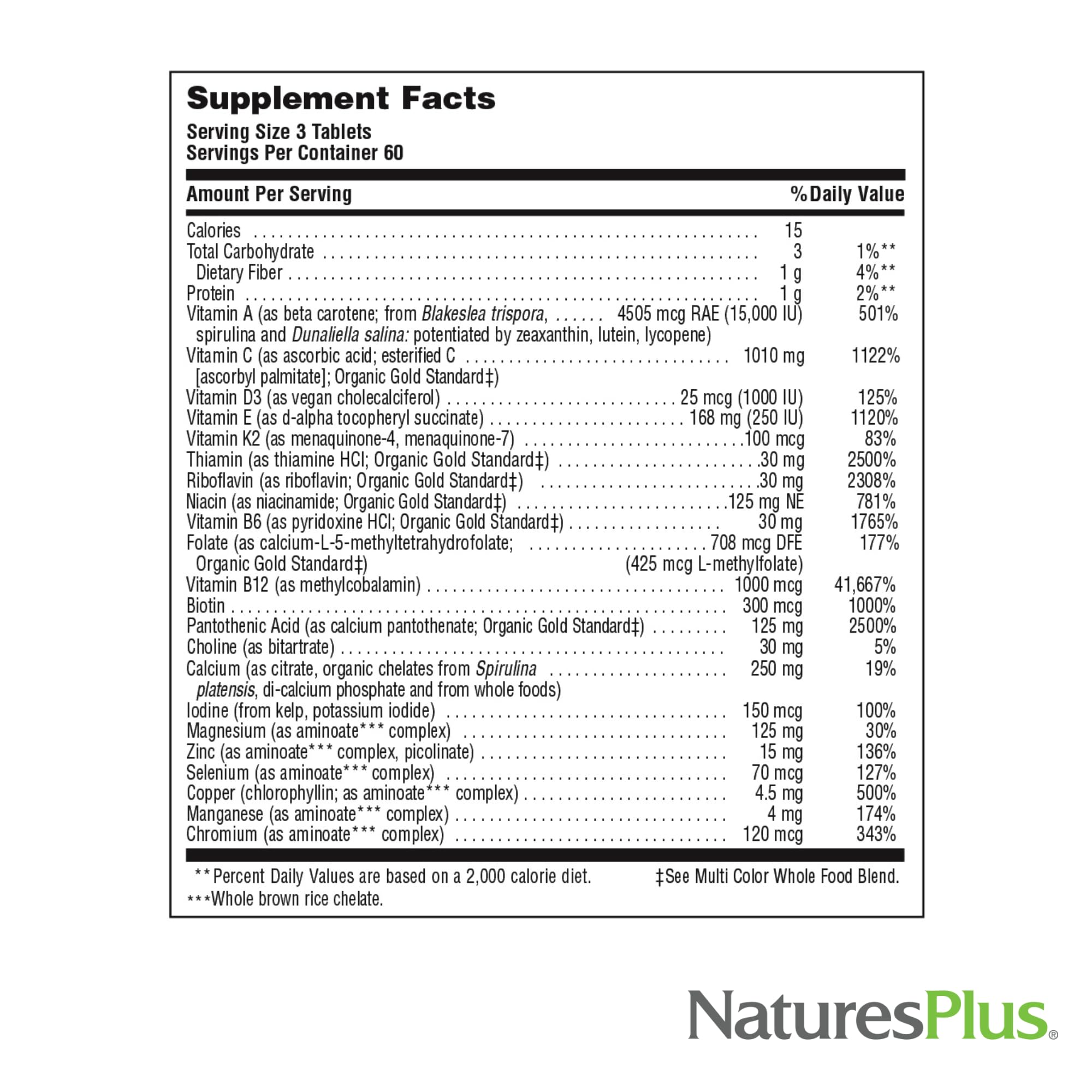 NaturesPlus Source of Life Gold daily‑use bottle suggests straightforward daily intake.
