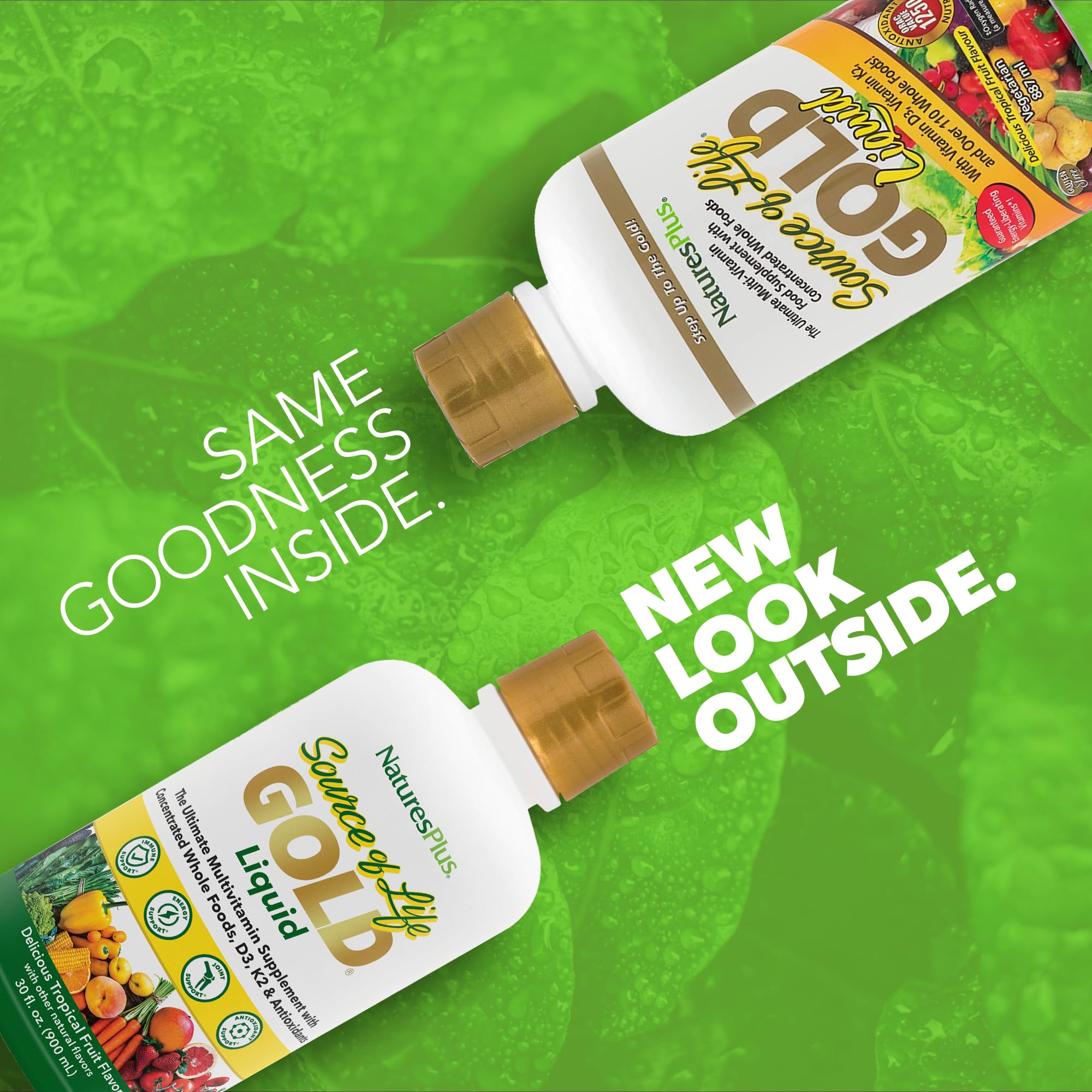 NaturesPlus Source of Life Gold label highlights vegetarian and gluten-free formula.