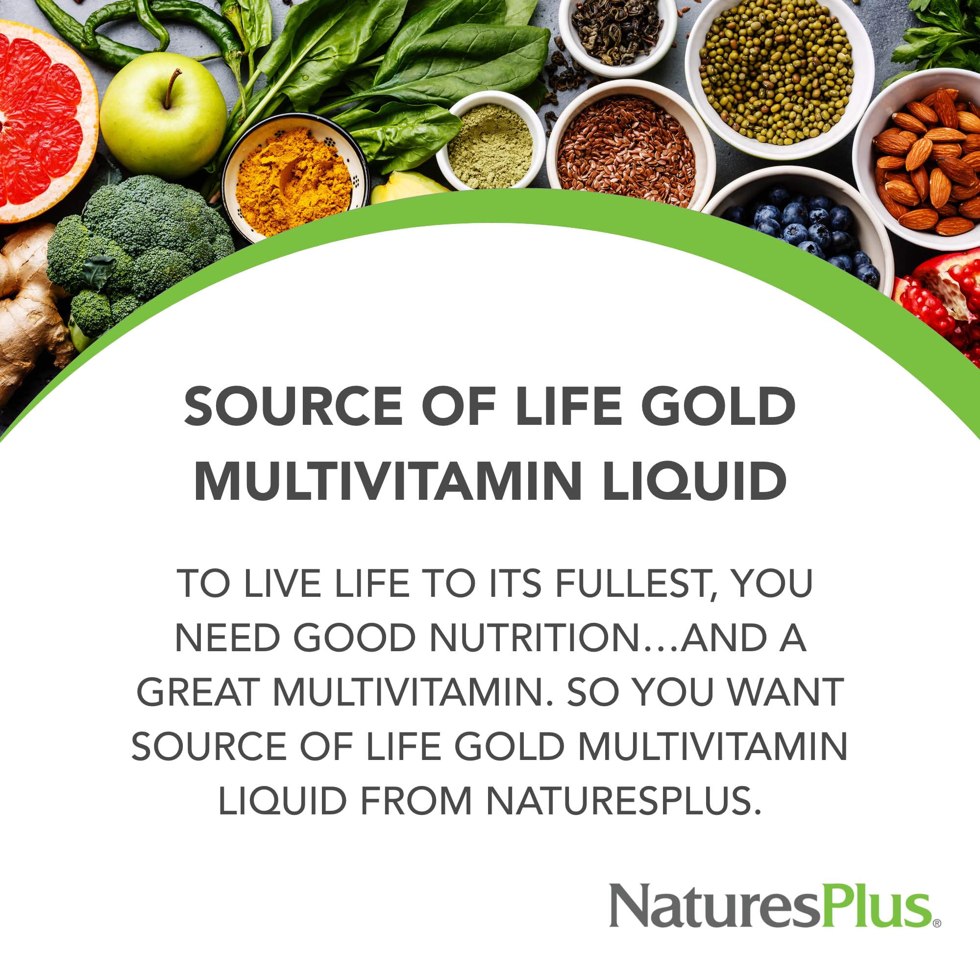 NaturesPlus Source of Life Gold capful dosing for convenient intake