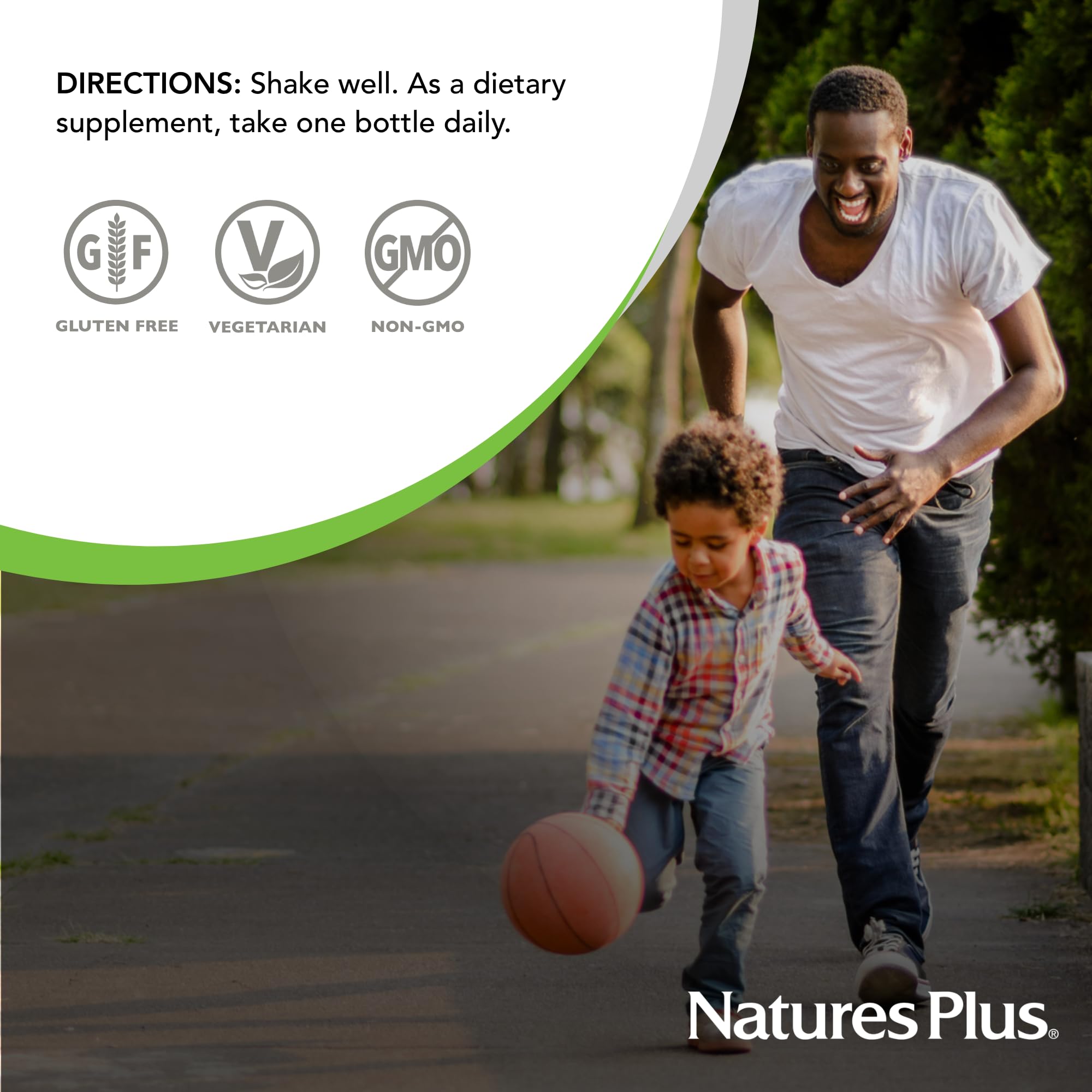 NaturesPlus Source of Life Gold nutrition facts image indicates diverse fruit nutrients.