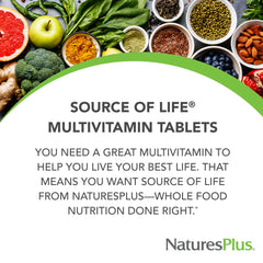 NaturesPlus Source of Life ingredients label highlights gluten-free and vegetarian recipe