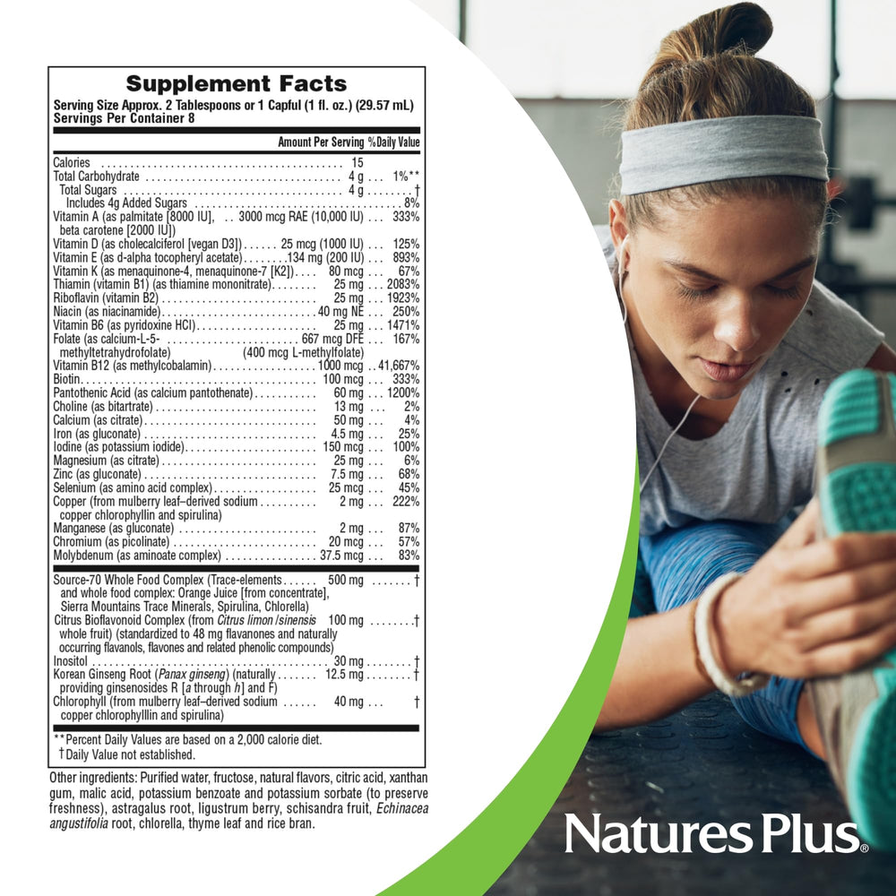 NaturesPlus Source of Life Liquid bottle shows trusted manufacturing standards