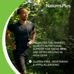 NaturesPlus Source of Life No Iron tablets close-up highlights vitamin D3 enrichment.