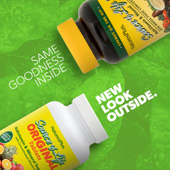 NaturesPlus Source of Life packaging highlights gluten-free, vegetarian formula