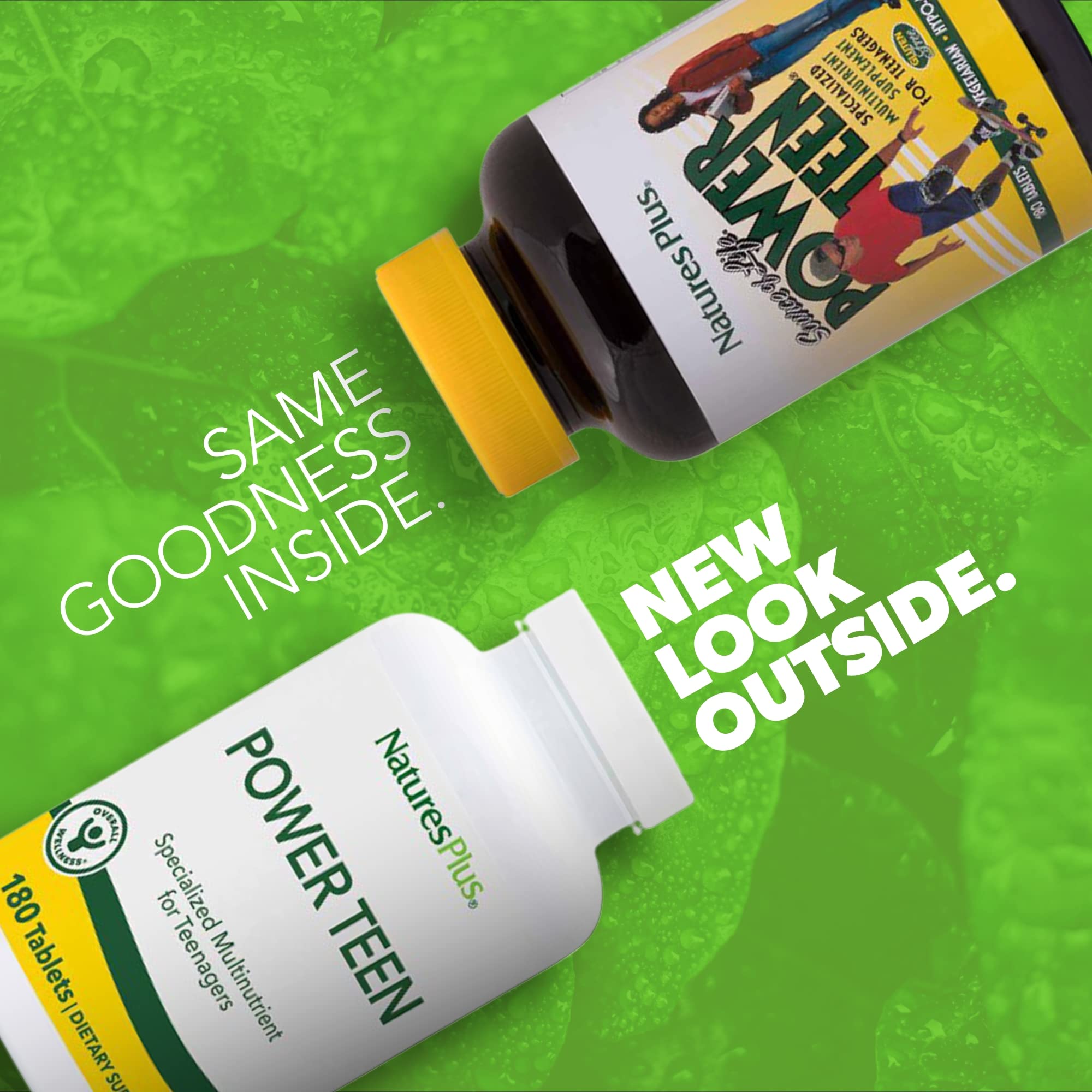 NaturesPlus Source of Life Power Teen bottle back showing vitamin and mineral details.