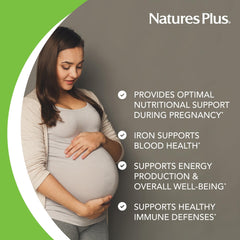 NaturesPlus Source of Life Prenatal Liquid nutrition facts highlight nutrients.