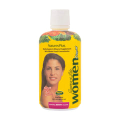 NaturesPlus Source of Life Women liquid bottle on kitchen counter for daily vitality