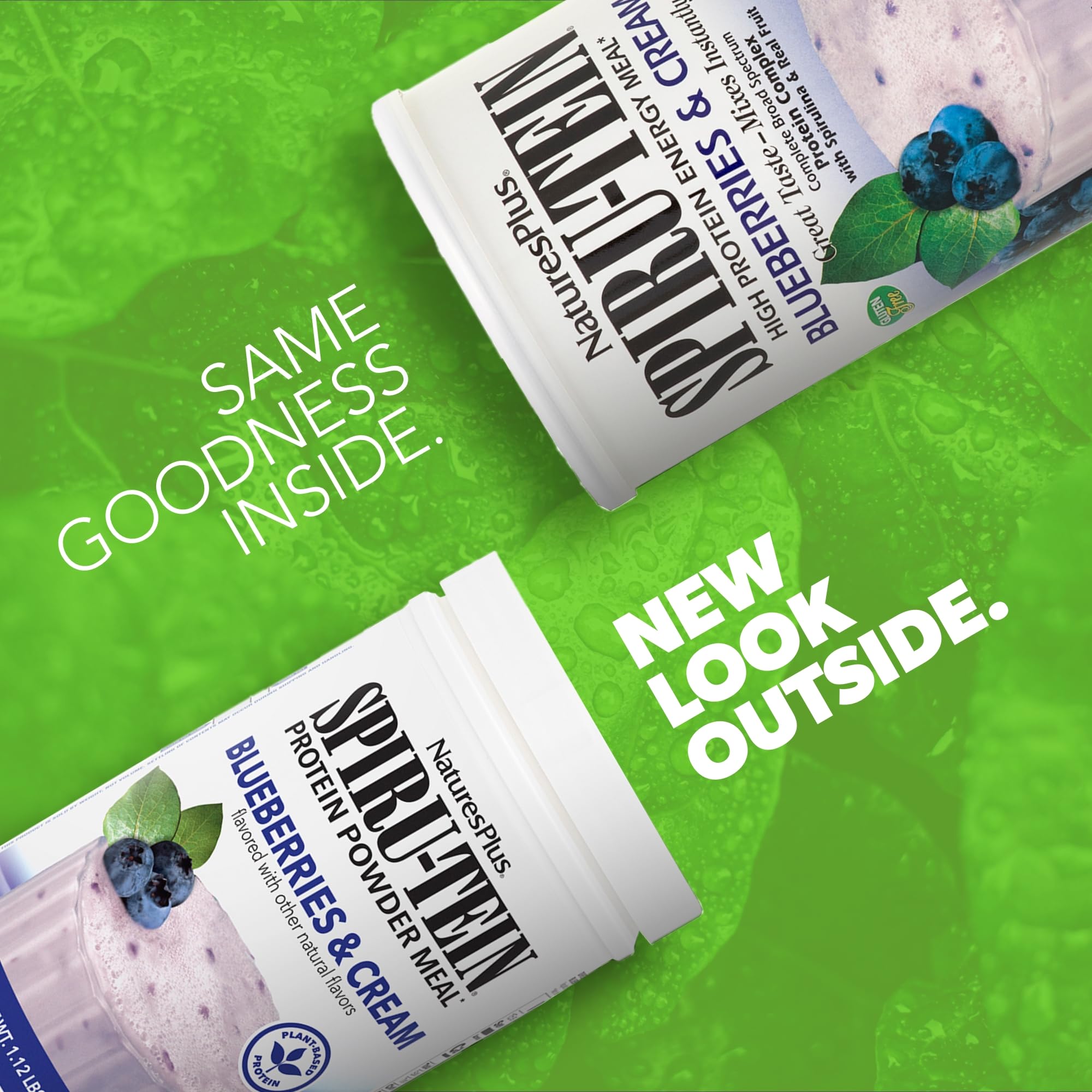 Serving SpirU-TEIN mixed with water yields a creamy blueberry flavor.