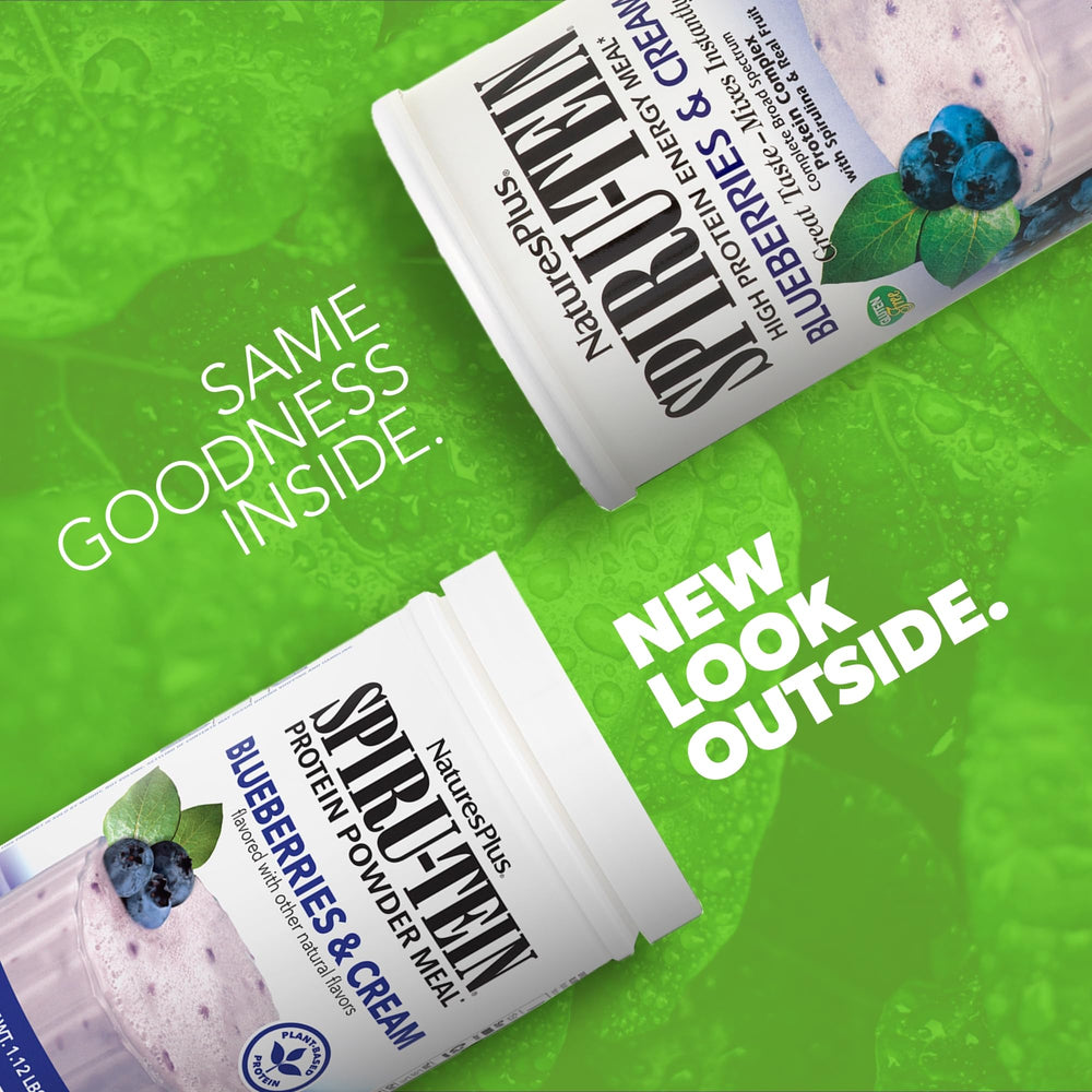 Serving SpirU-TEIN mixed with water yields a creamy blueberry flavor.