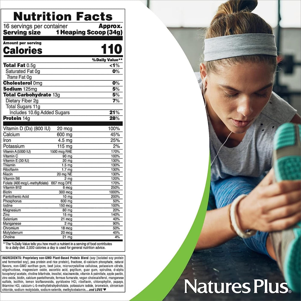 Nature'sPlus SPIRU-TEIN canister offering convenient nutrition for busy days