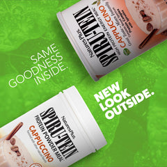 Spiru-Tein ingredients blend showing plant-based protein sources.