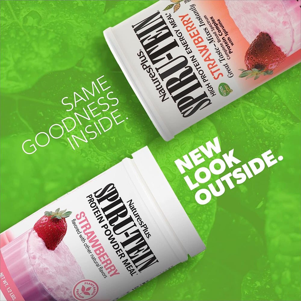 Nature'sPlus SPIRU-TEIN strawberry powder ideal for shakes and smoothies