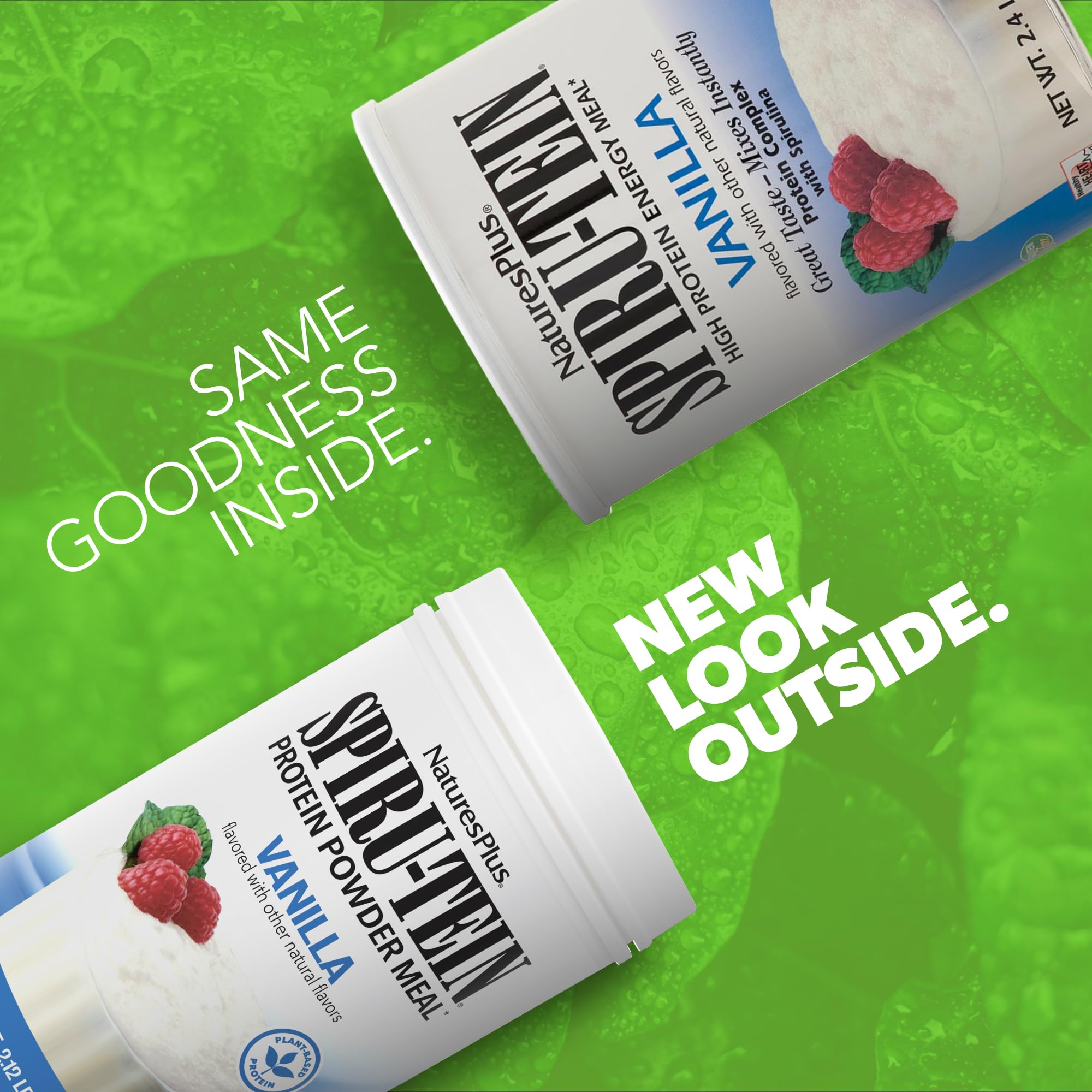 Pouring vanilla SpirU-Tein into a glass for quick energy.