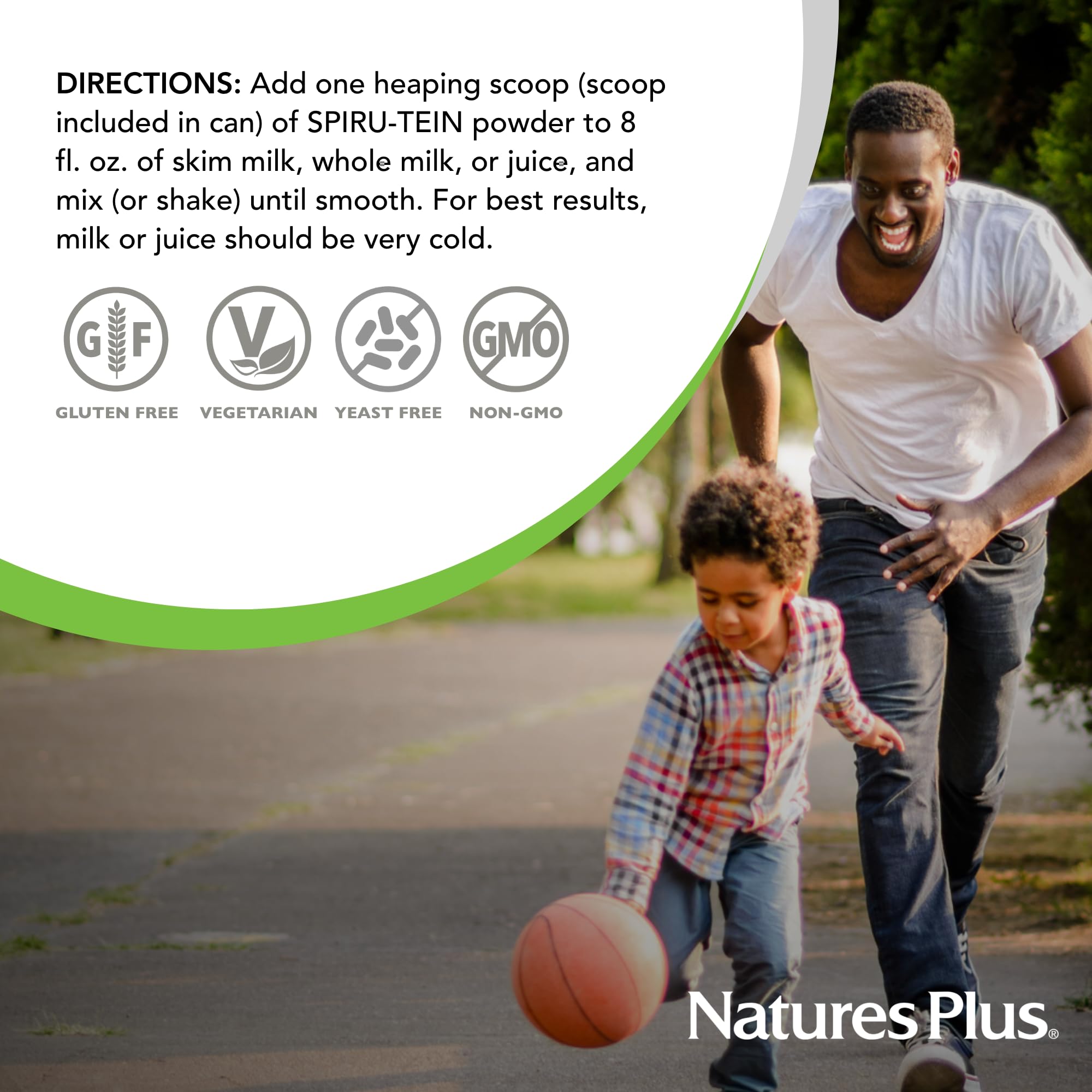 NaturesPlus SpirU-Tein Vanilla powder close-up, shows fine texture for shakes.